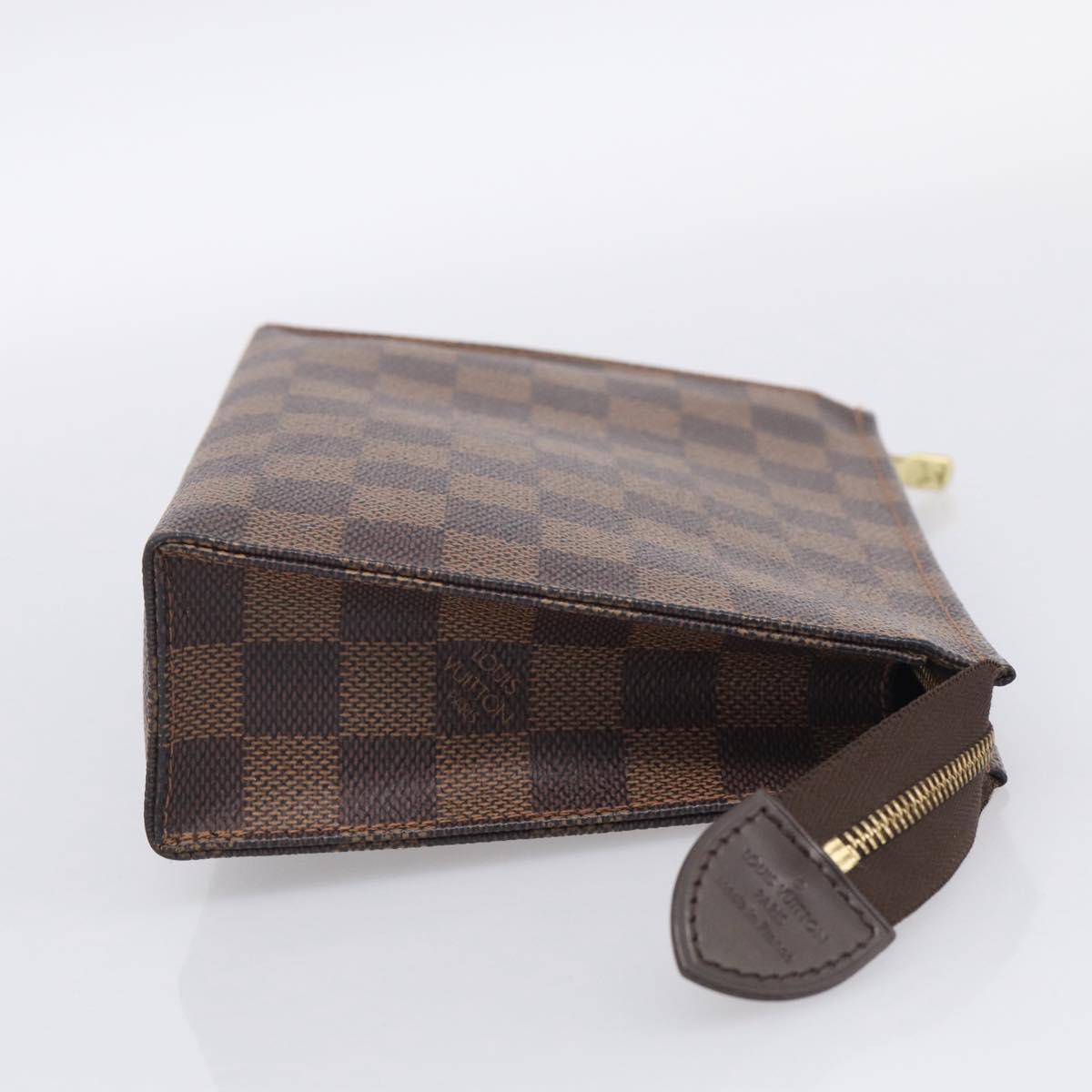 LOUIS VUITTON Damier Ebene Poche Toilette 19 Pouch N47544 LV Auth 211504V