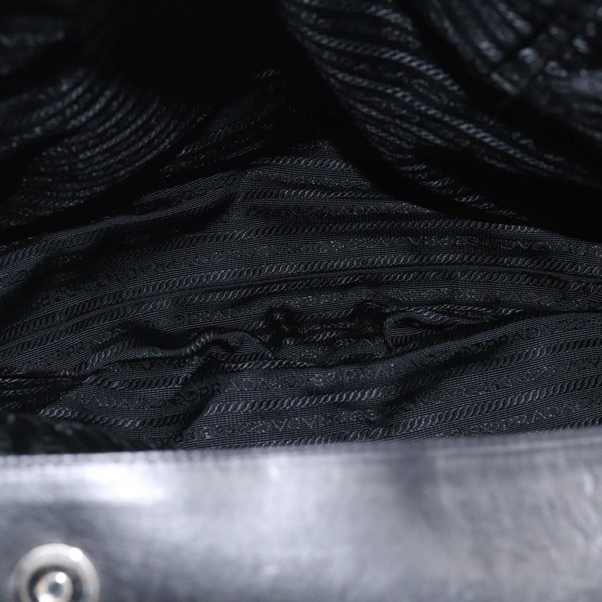 PRADA Vitellolux Tote Bag Leather Black Silver Auth 211512A