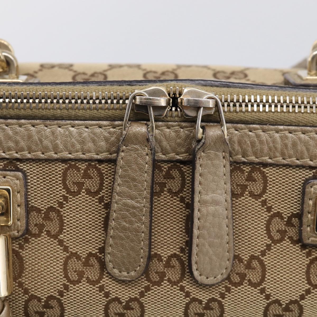 GUCCI GG Canvas Bamboo Hand Bag 2way Beige Gold 282300 Auth 211513V