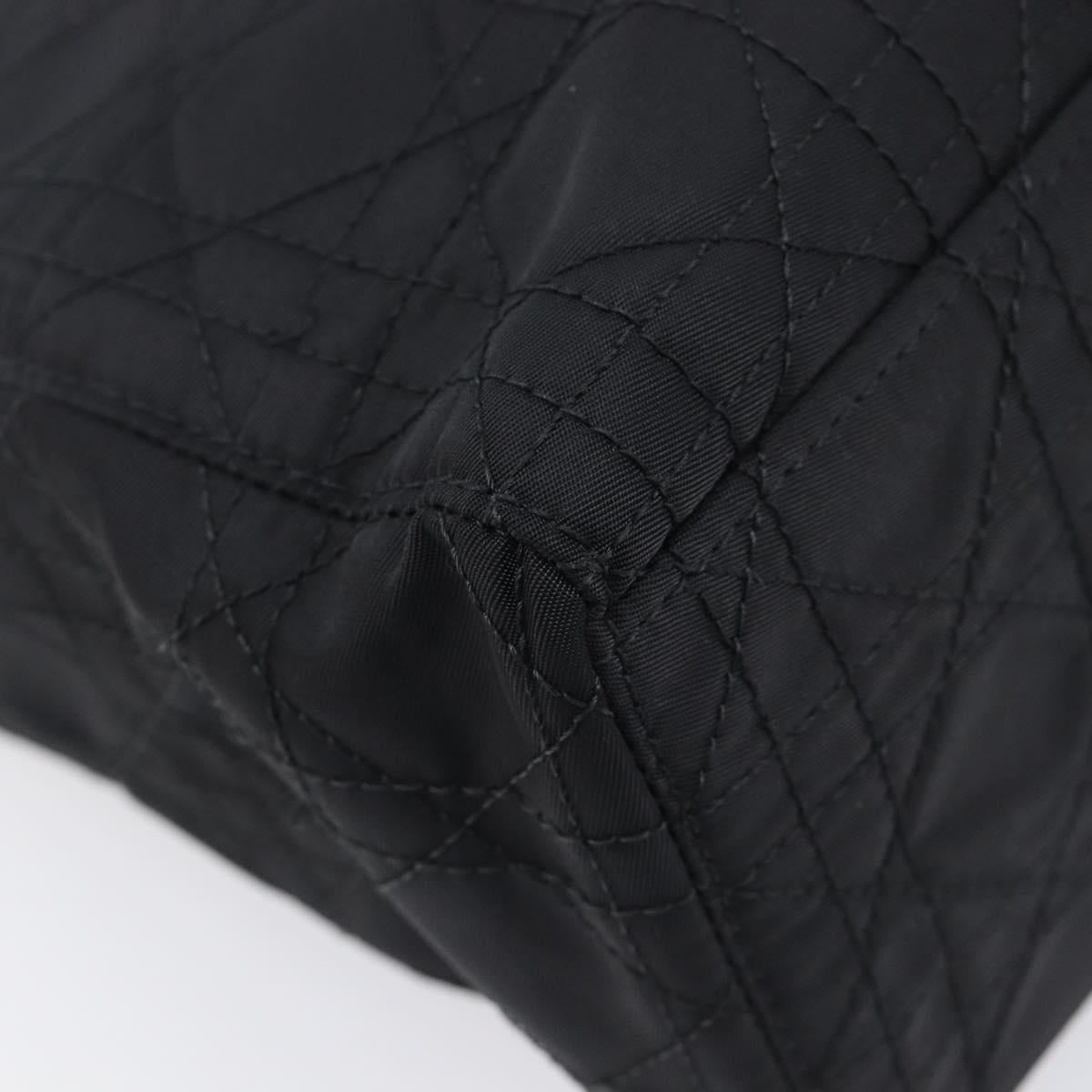 Christian Dior Canage Lady Dior Hand Bag Nylon 2way Black Silver Auth 211516V