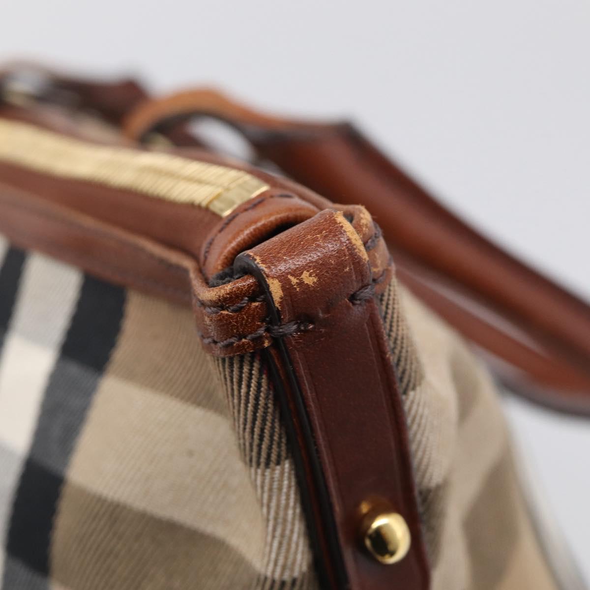 BURBERRY Nova Check Tote Bag Canvas Beige Gold Tone Auth 211518V