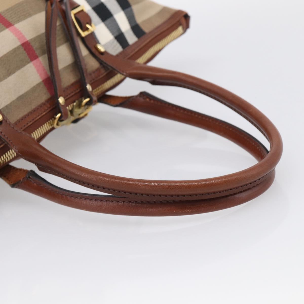 BURBERRY Nova Check Tote Bag Canvas Beige Gold Tone Auth 211518V