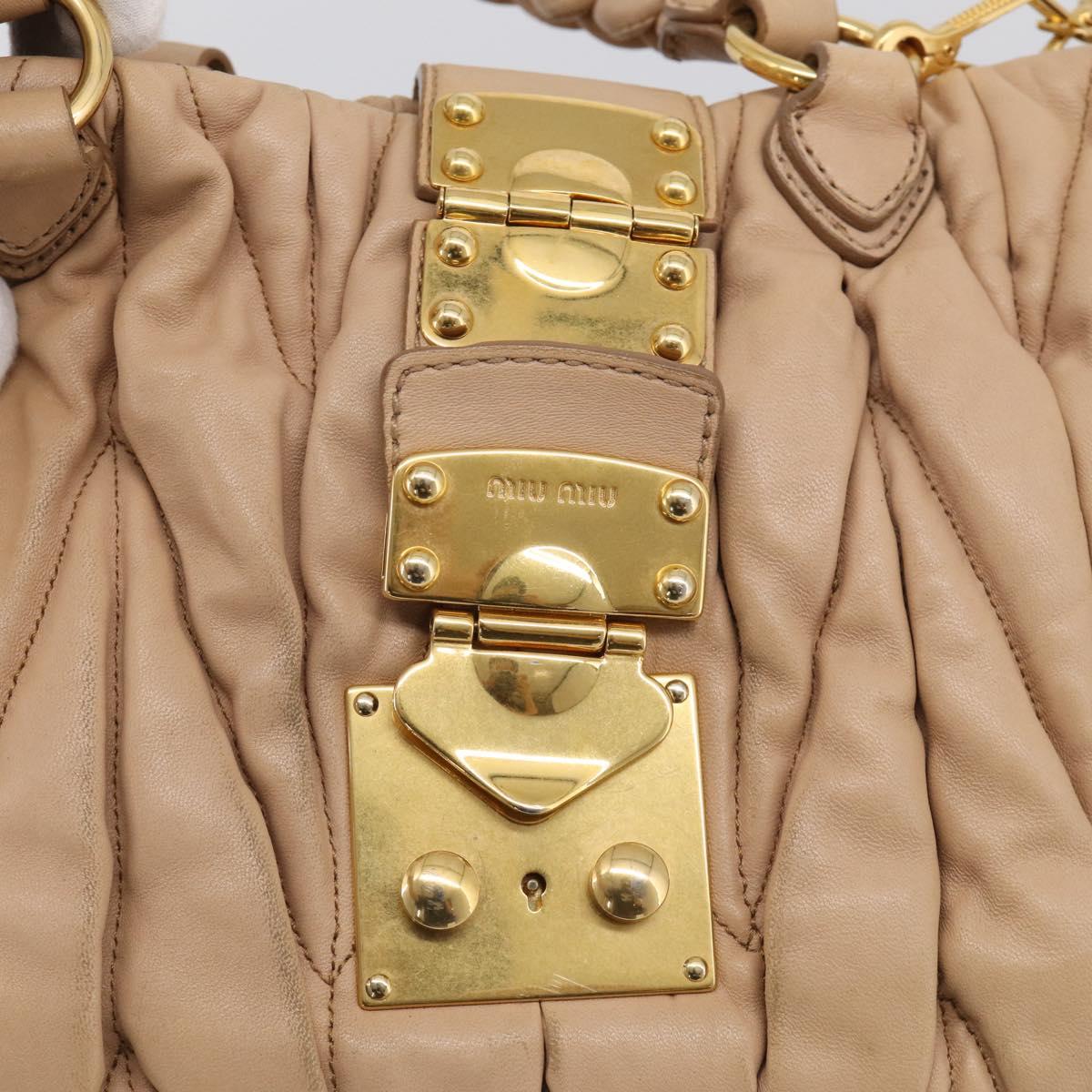 Miu Miu Matelasse Hand Bag Leather 2way Beige Gold Tone Auth 211519V