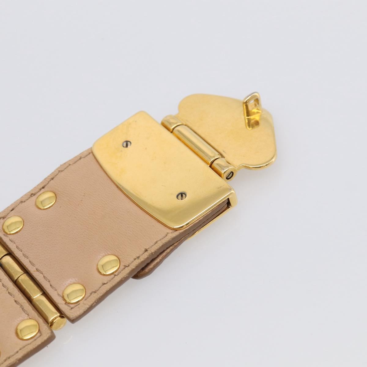 Miu Miu Matelasse Hand Bag Leather 2way Beige Gold Tone Auth 211519V