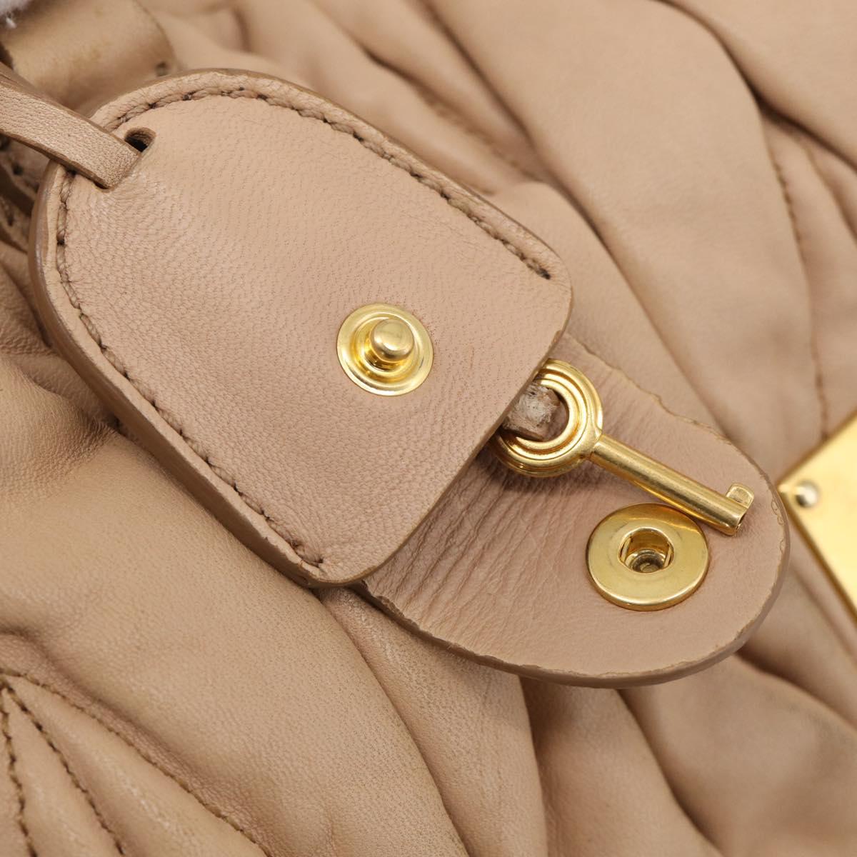 Miu Miu Matelasse Hand Bag Leather 2way Beige Gold Tone Auth 211519V