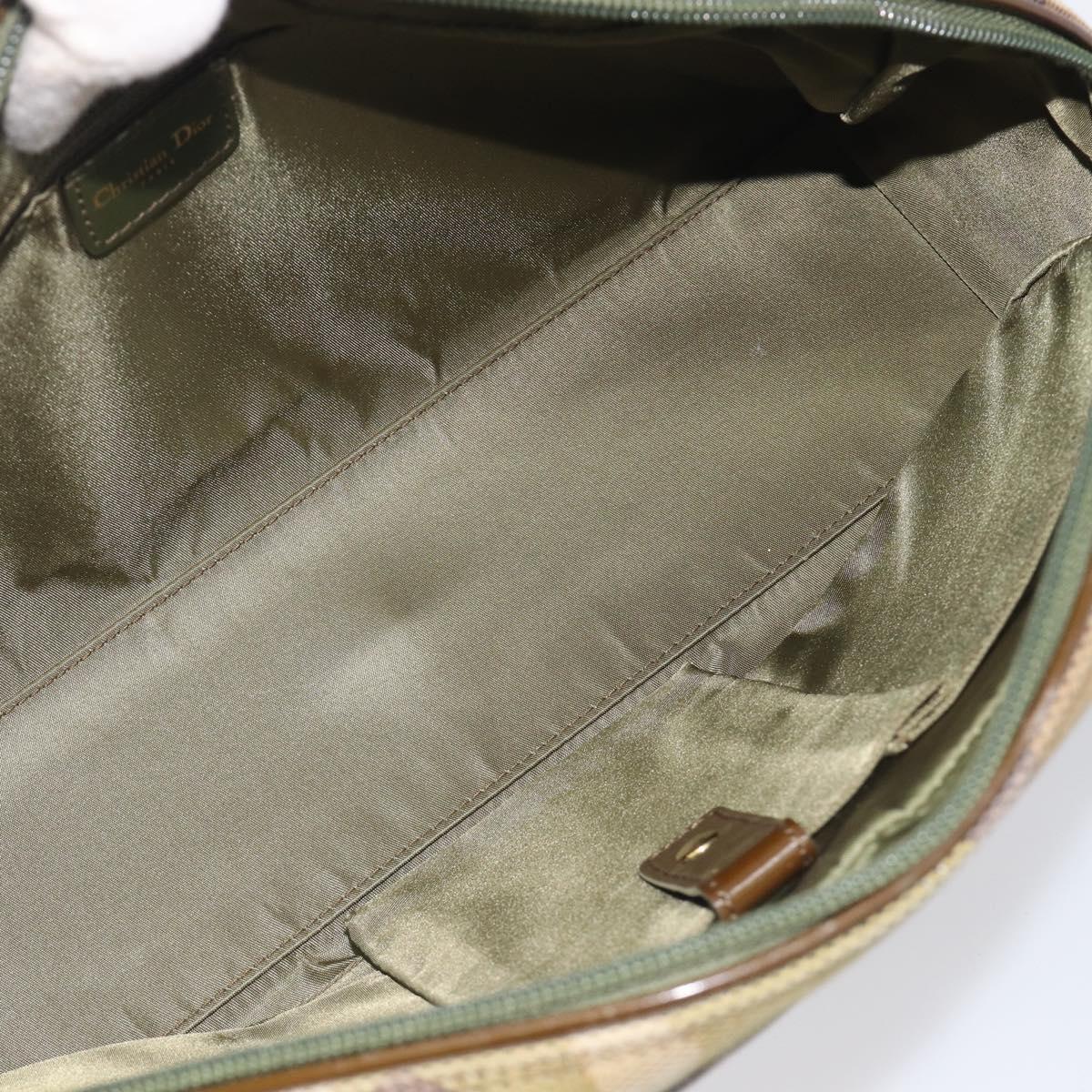 Christian Dior Boston Bag Leather Green Gold Tone Auth 211541A