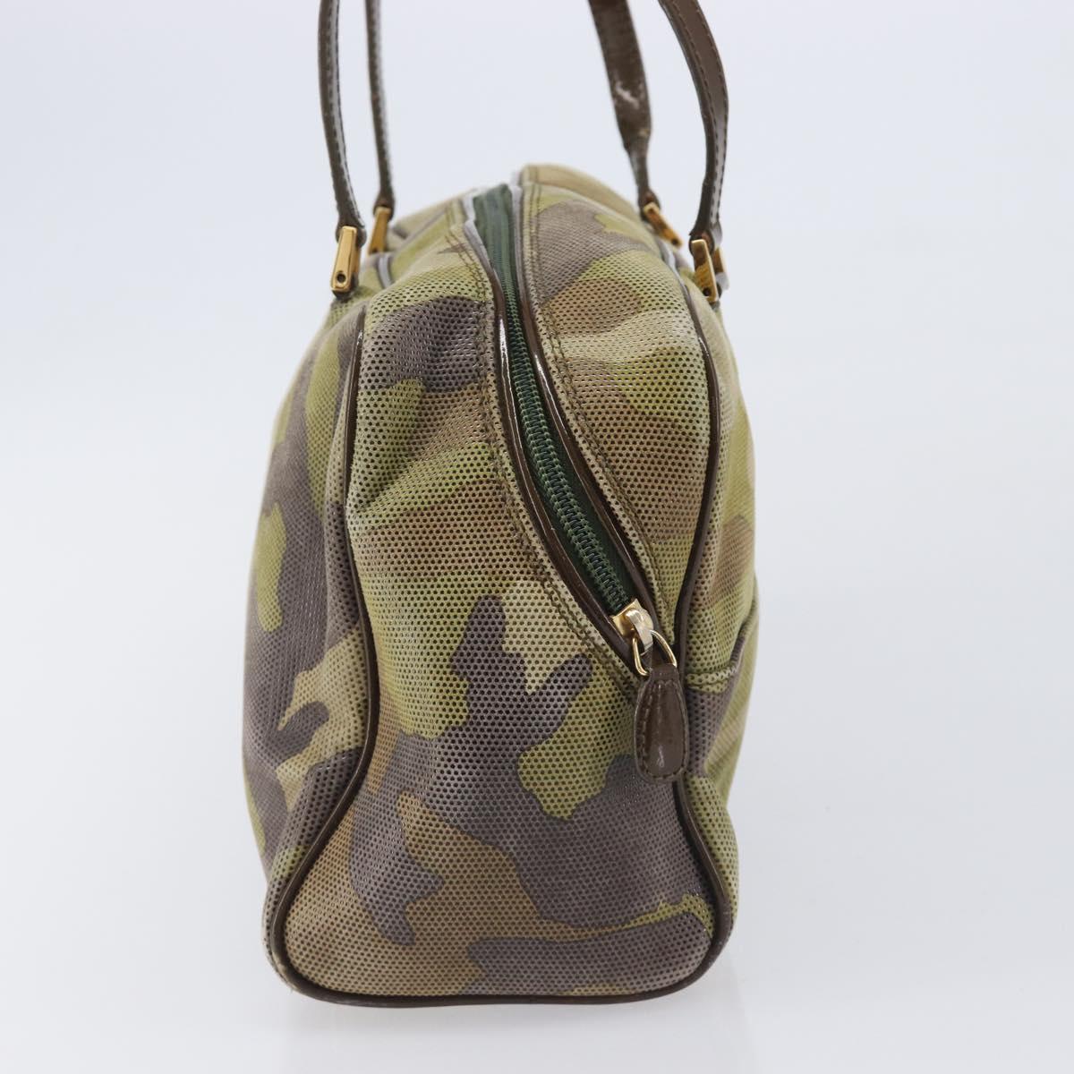 Christian Dior Boston Bag Leather Green Gold Tone Auth 211541A