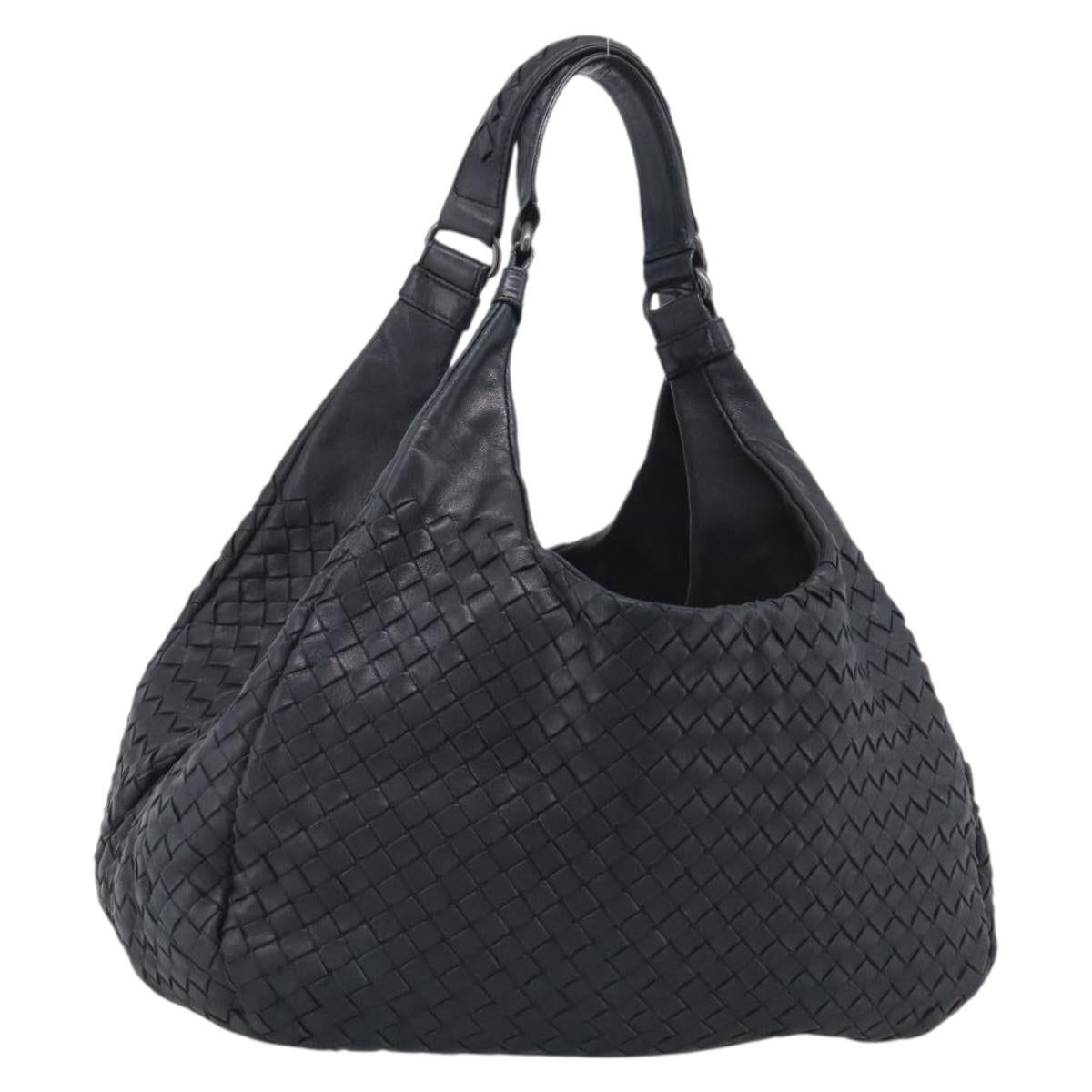 Bottega Veneta INTRECCIATO Hobo Shoulder Bag Leather Black Auth 211546V