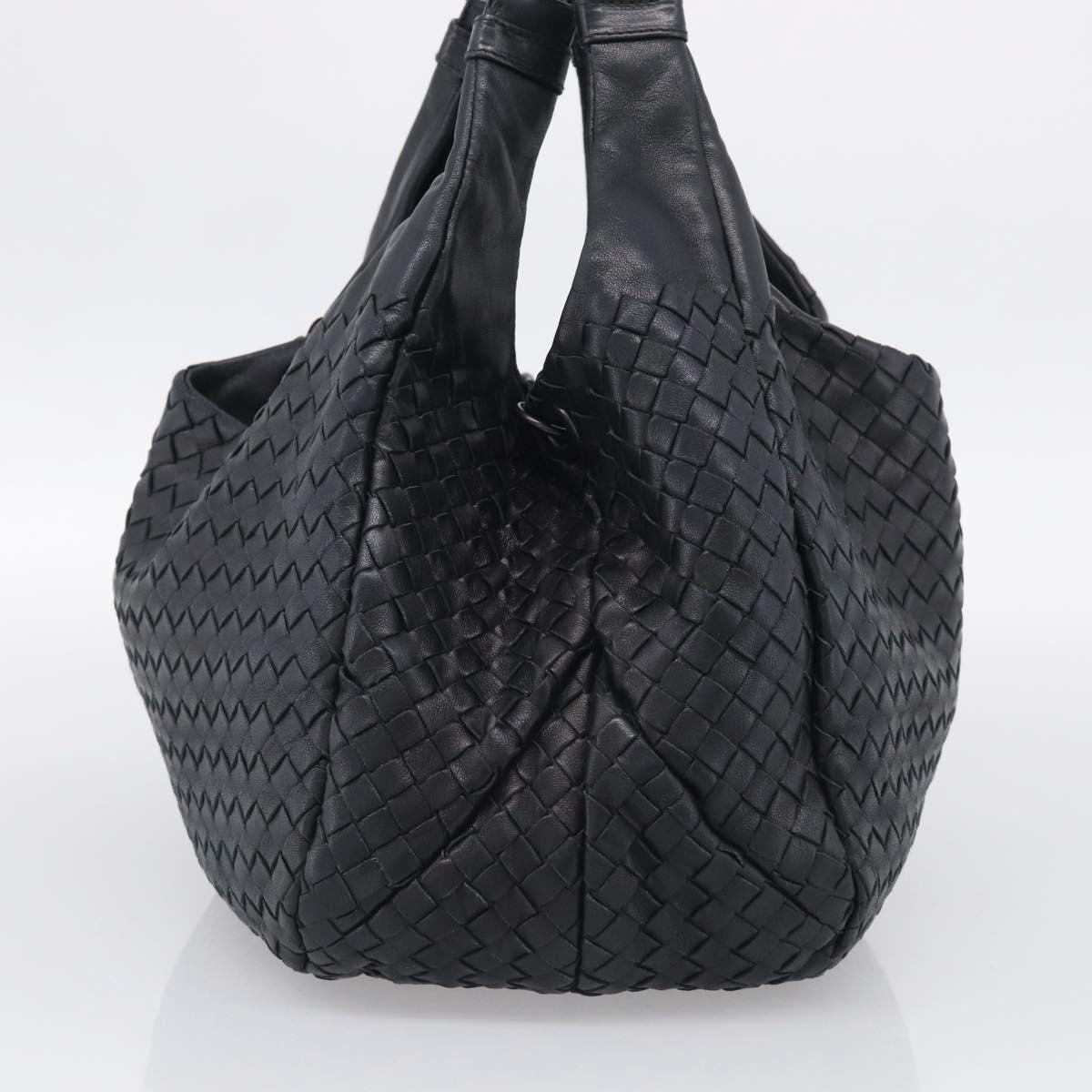 Bottega Veneta INTRECCIATO Hobo Shoulder Bag Leather Black Auth 211546V
