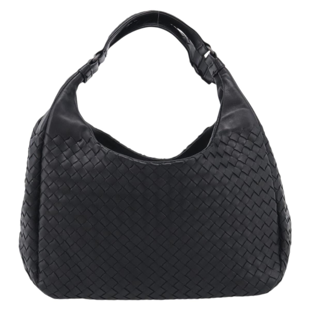 Bottega Veneta INTRECCIATO Hobo Shoulder Bag Leather Black 125787 Auth 211547SAM