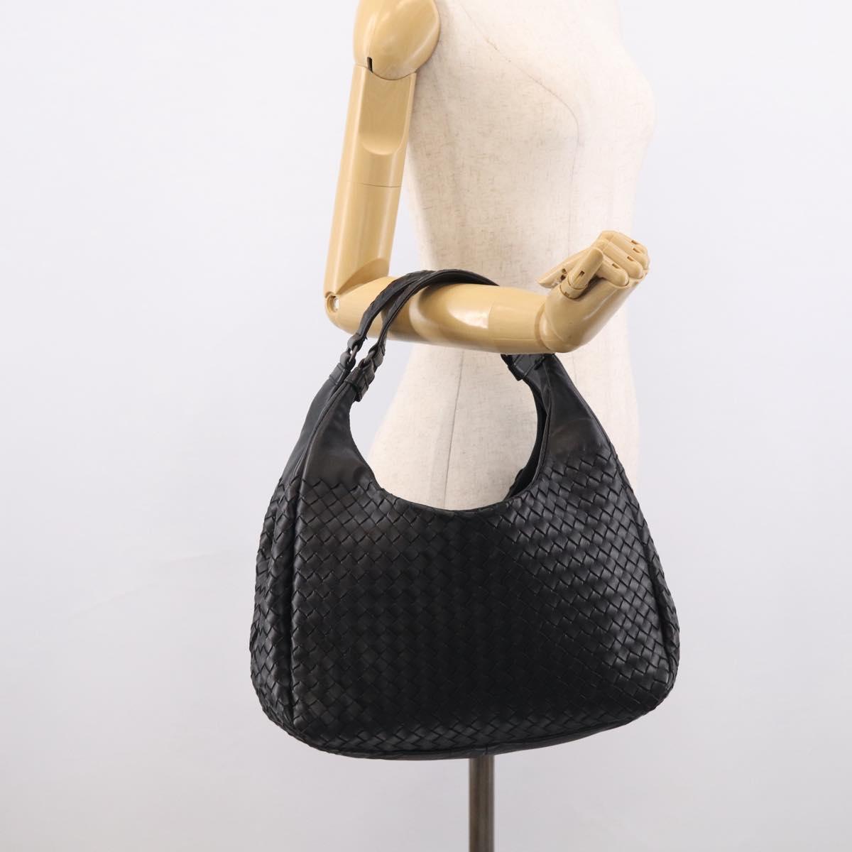 Bottega Veneta INTRECCIATO Hobo Shoulder Bag Leather Black 125787 Auth 211547SAM
