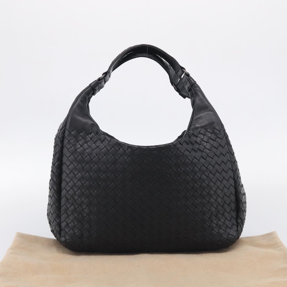 Bottega Veneta INTRECCIATO Hobo Shoulder Bag Leather Black 125787 Auth 211547SAM