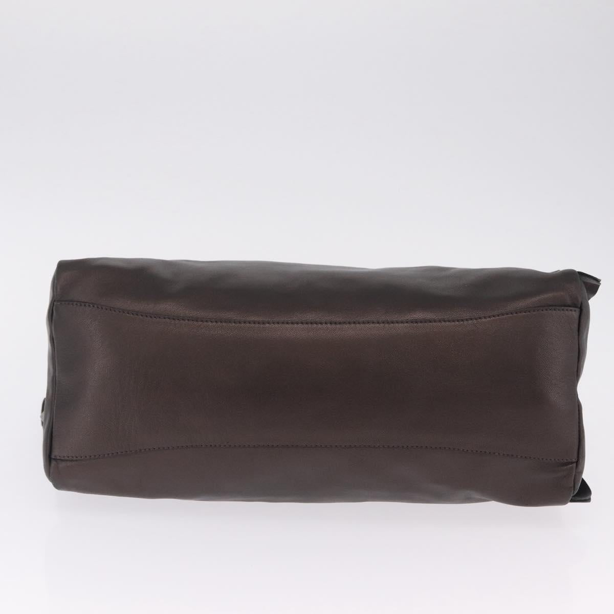 PRADA Hand Bag Leather Bronze Silver Auth 211549V