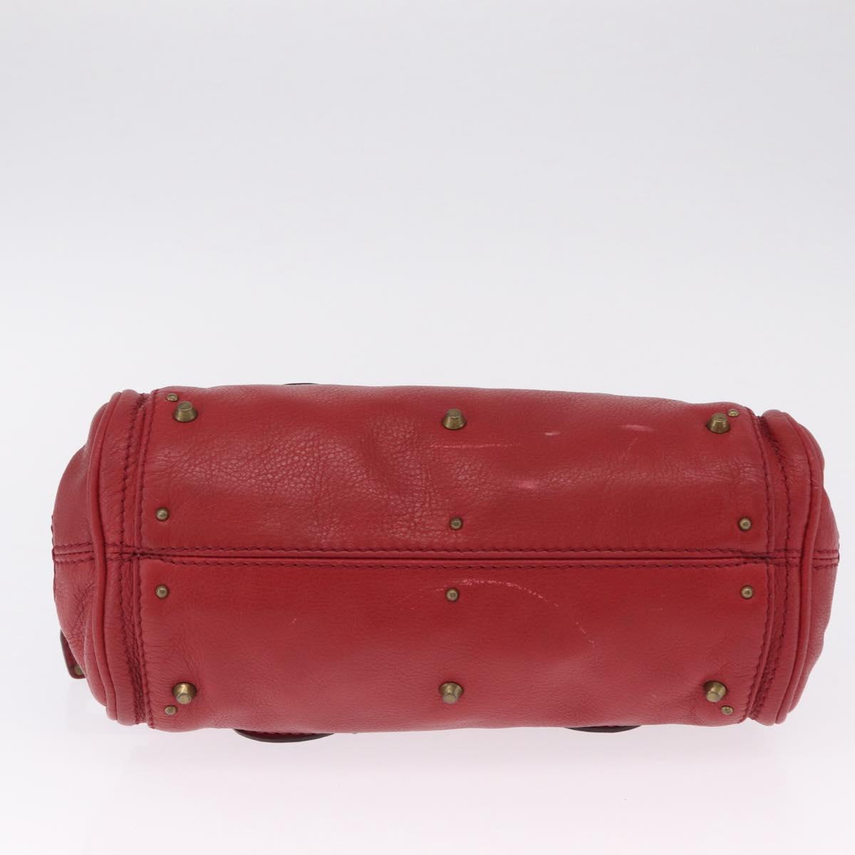 Chloe Paddington Hand Bag Leather Red Gold Tone Auth 211551V
