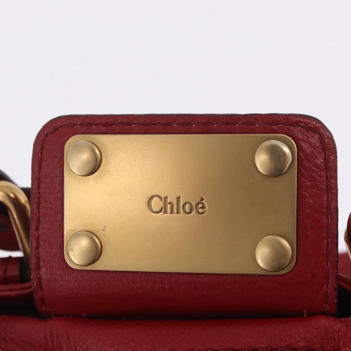 Chloe Paddington Hand Bag Leather Red Gold Tone Auth 211551V