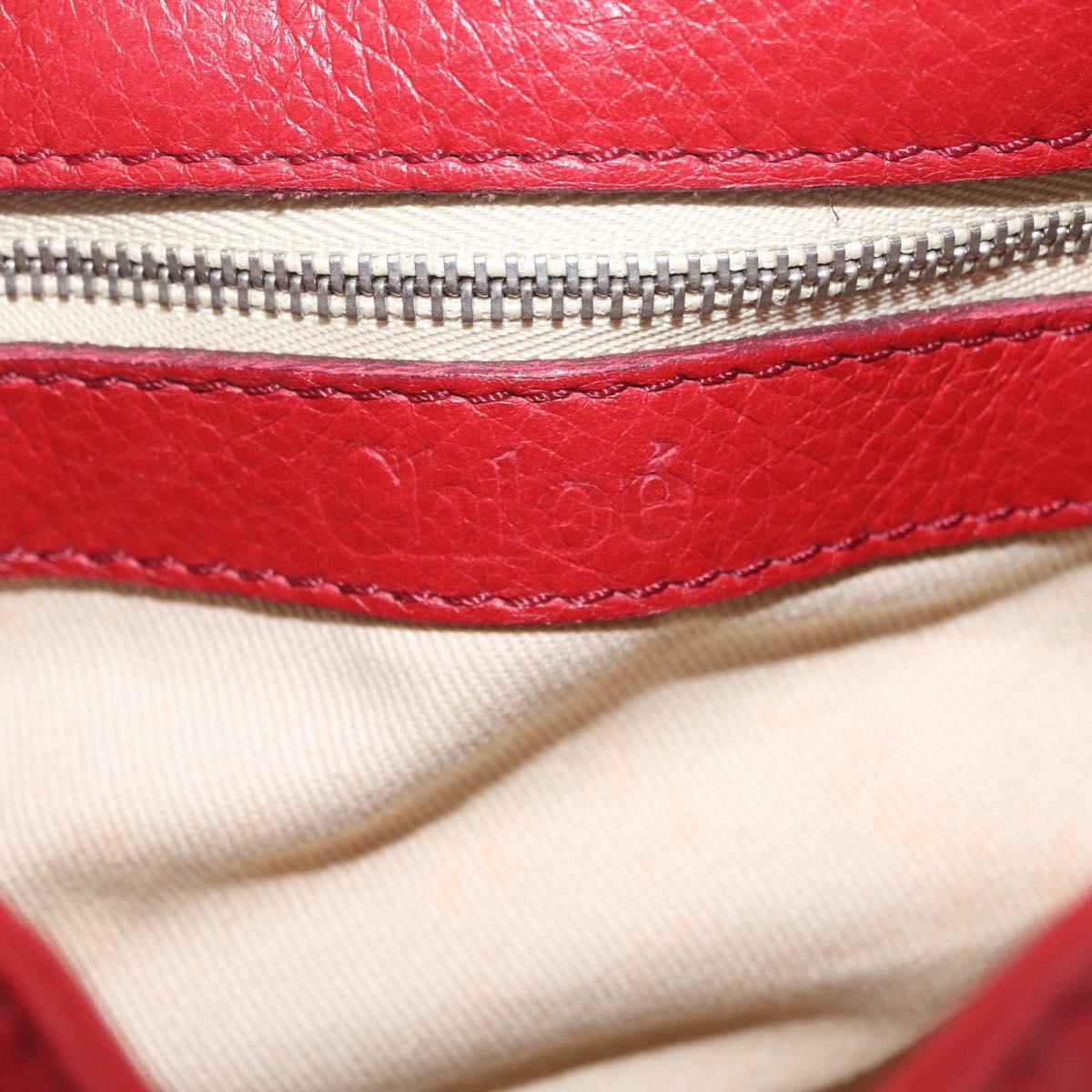 Chloe Paddington Hand Bag Leather Red Gold Tone Auth 211551V