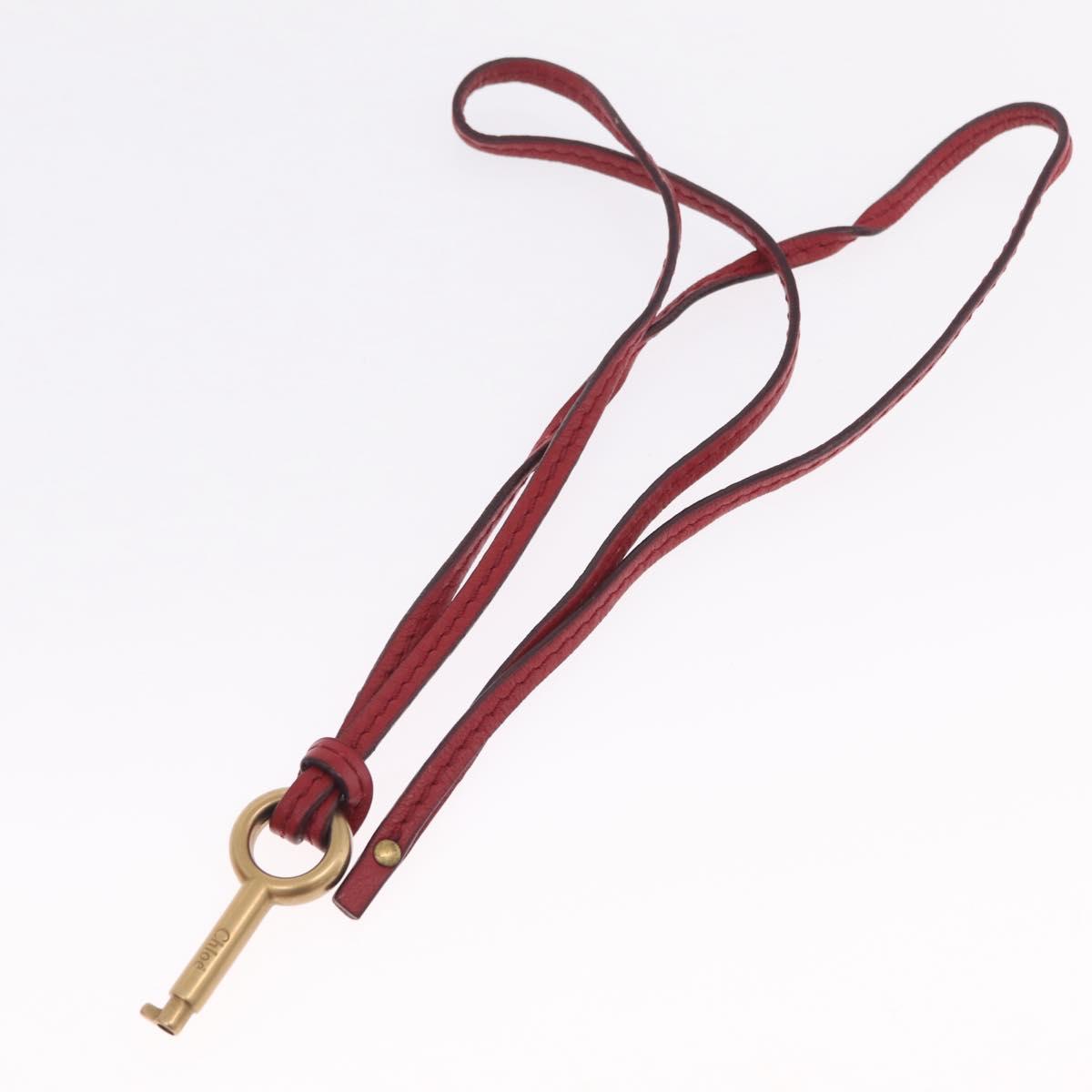 Chloe Paddington Hand Bag Leather Red Gold Tone Auth 211551V