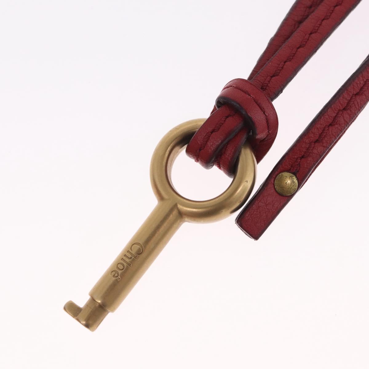 Chloe Paddington Hand Bag Leather Red Gold Tone Auth 211551V