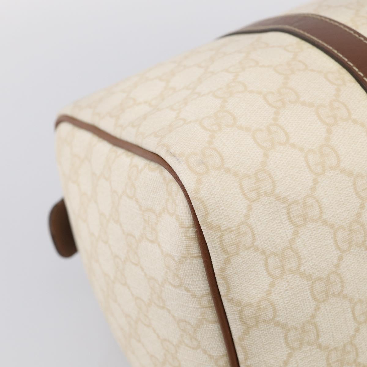 GUCCI GG Supreme Boston Bag PVC Ivory Gold Tone 193603 Auth 211552A