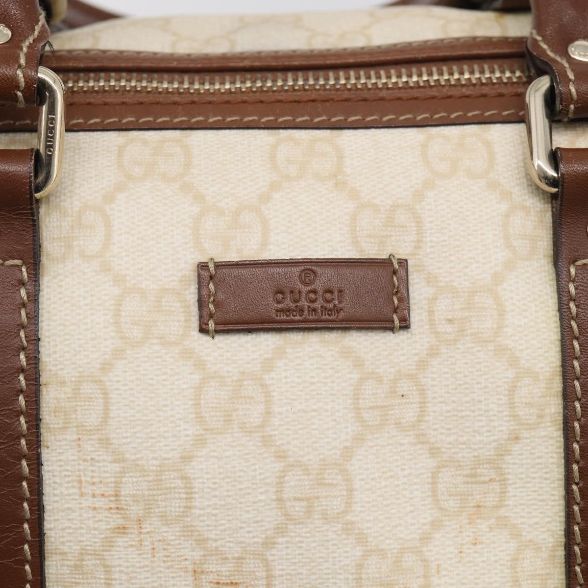 GUCCI GG Supreme Boston Bag PVC Ivory Gold Tone 193603 Auth 211552A
