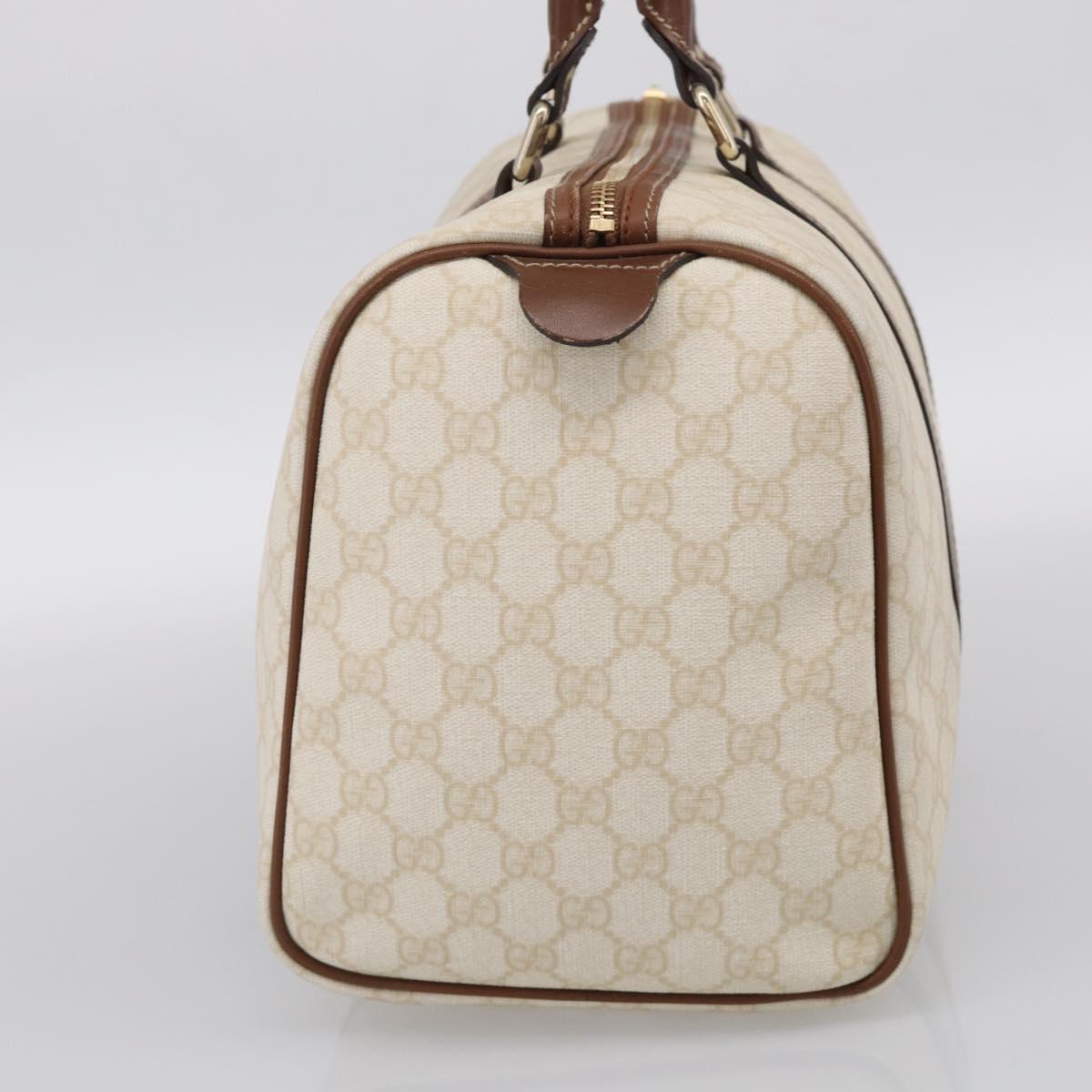 GUCCI GG Supreme Boston Bag PVC Ivory Gold Tone 193603 Auth 211552A