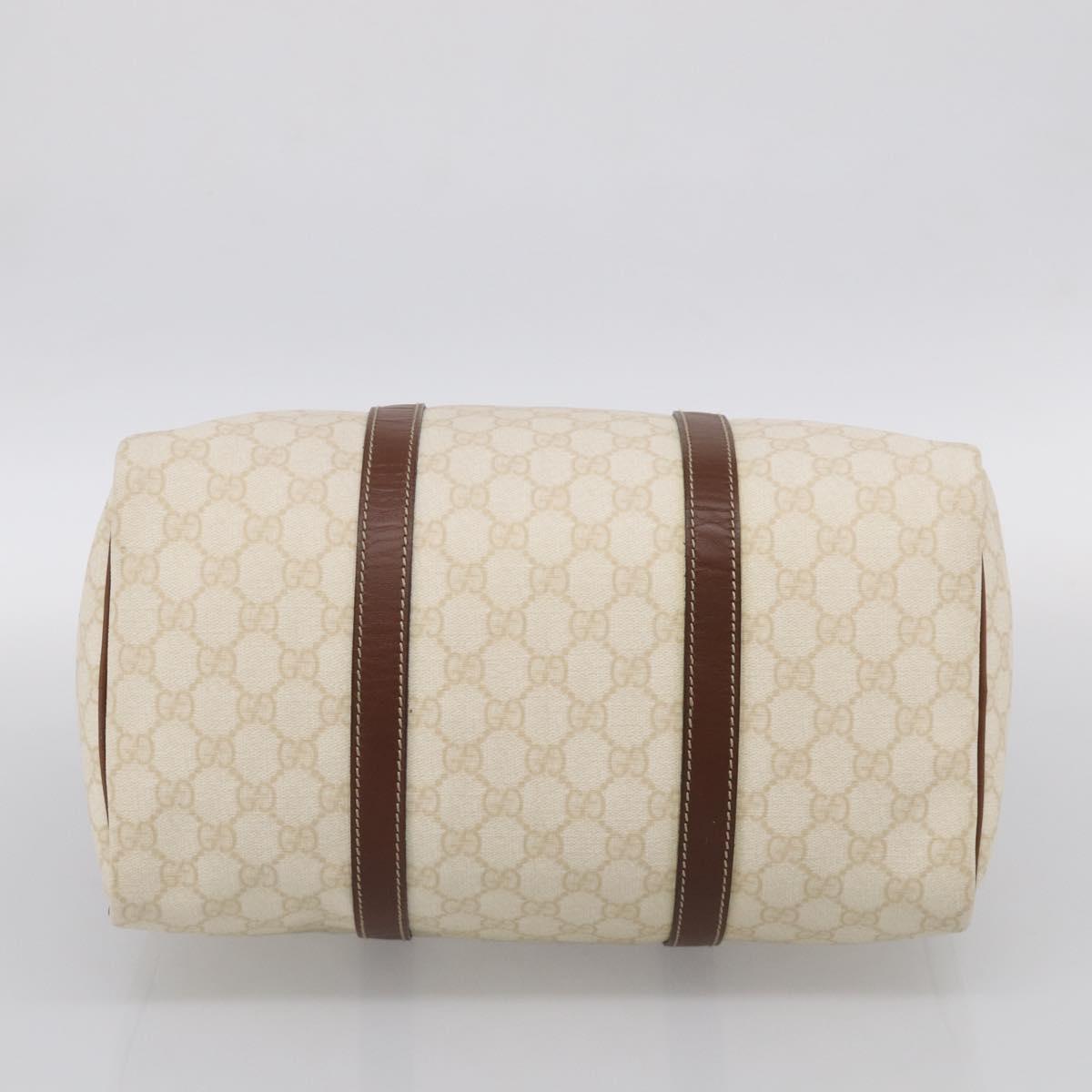 GUCCI GG Supreme Boston Bag PVC Ivory Gold Tone 193603 Auth 211552A