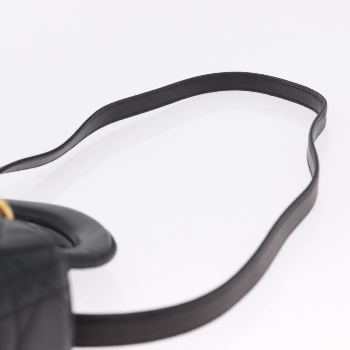 Christian Dior Canage Lady Dior Hand Bag Lamb Skin 2way Black Gold Auth 211553V