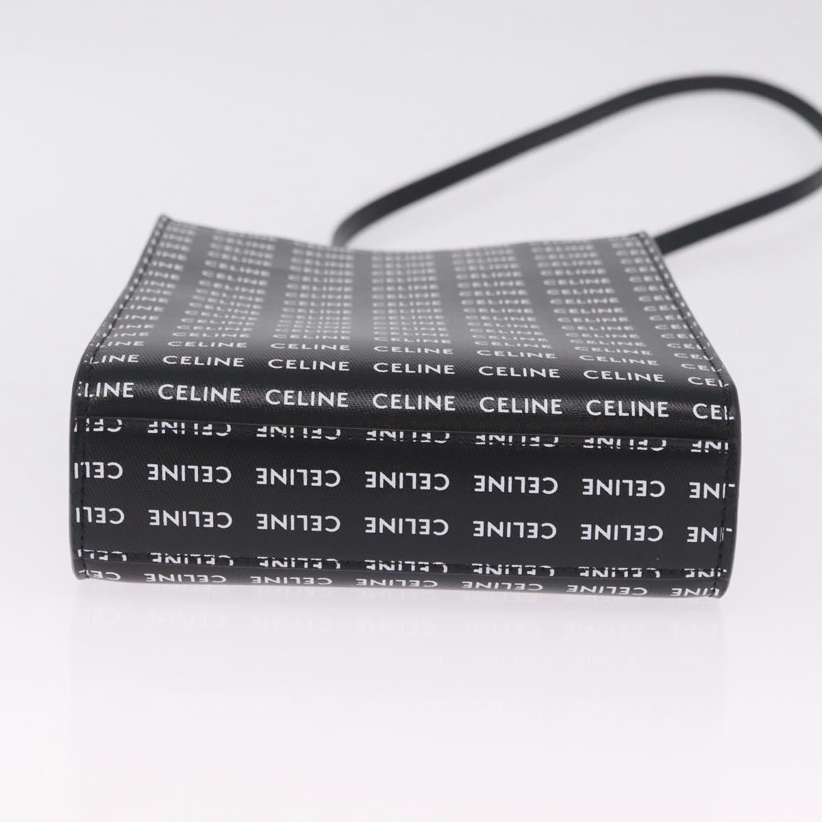 CELINE Mini Vertical Cabas Hand Bag PVC 2way Black Gold Auth 211607M