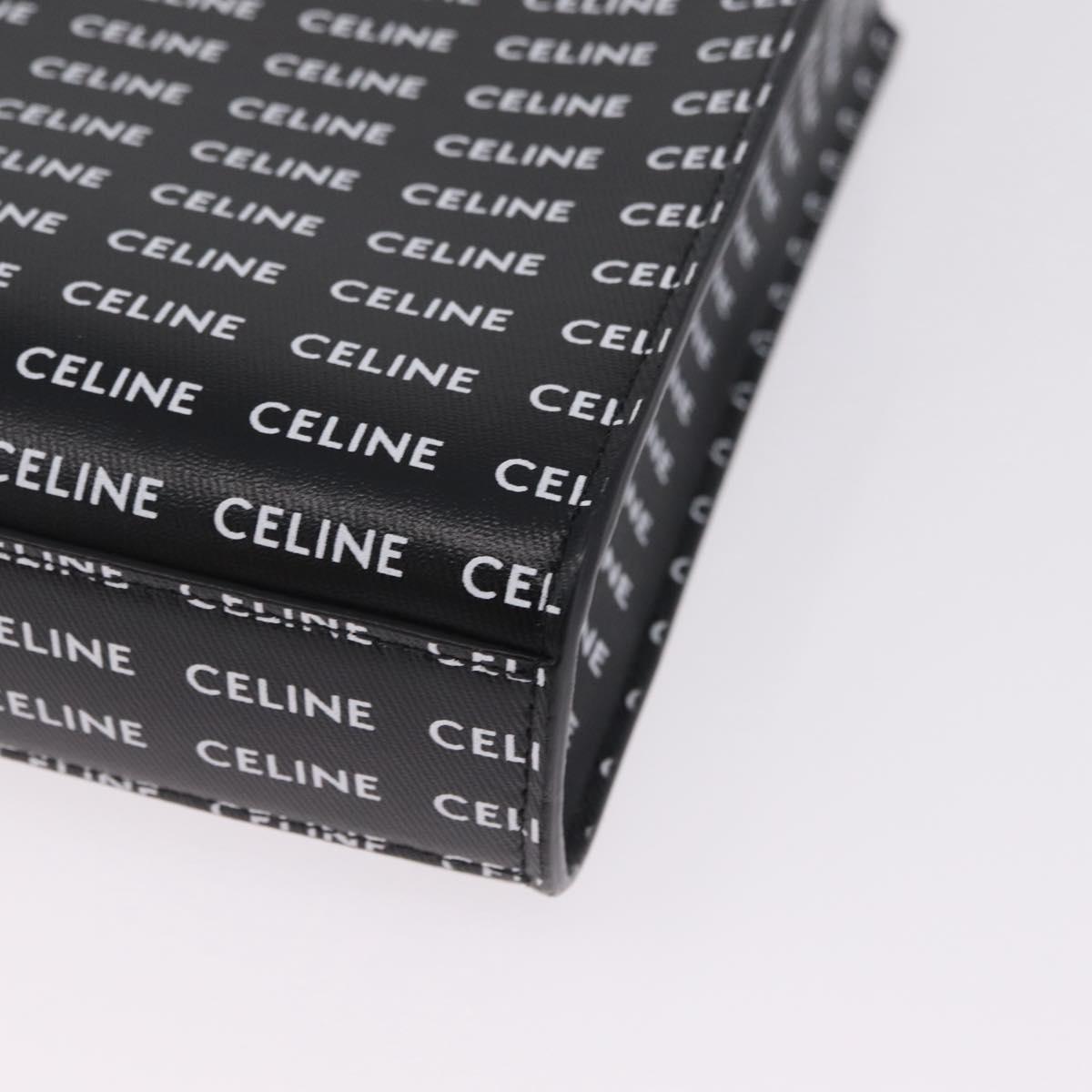 CELINE Mini Vertical Cabas Hand Bag PVC 2way Black Gold Auth 211607M