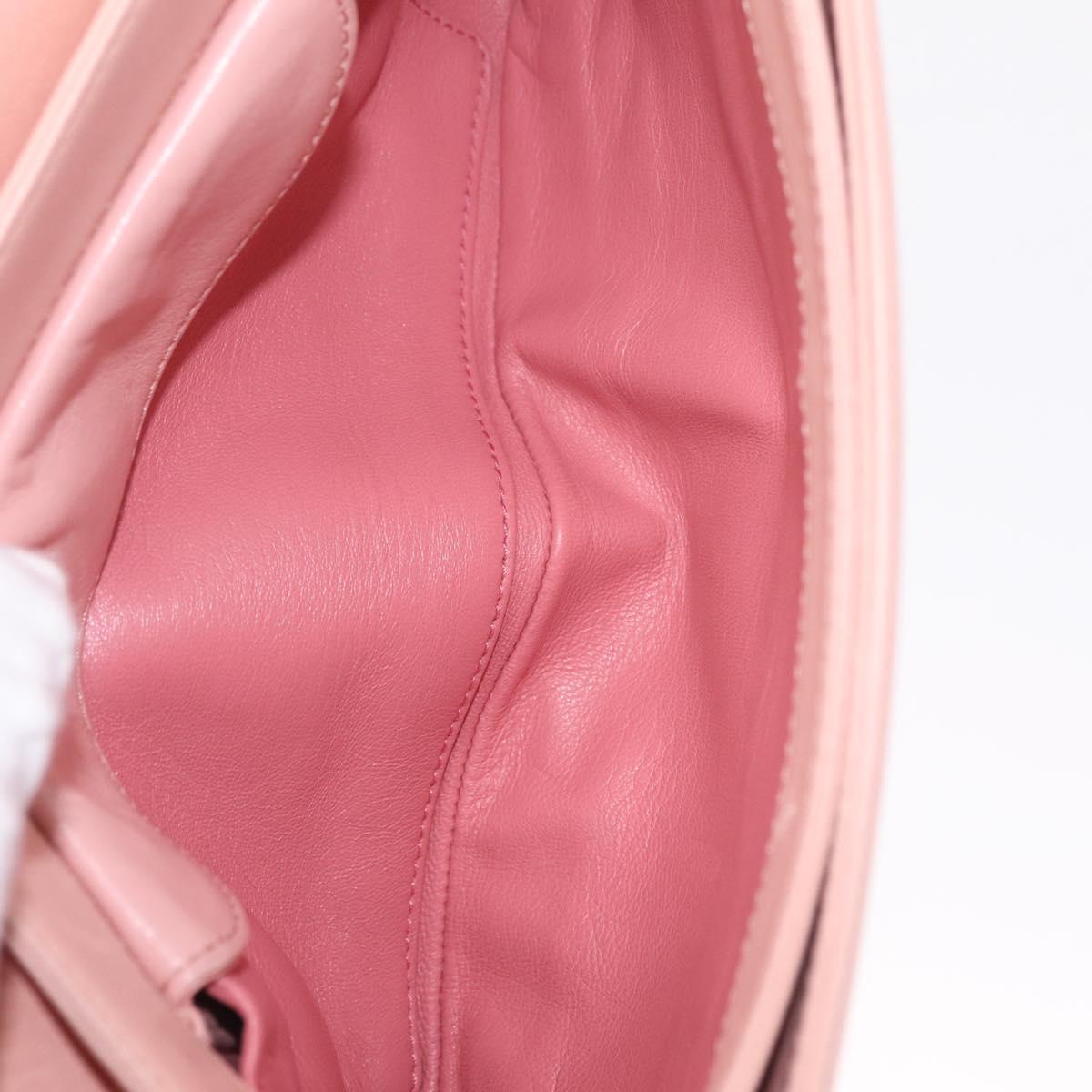 PRADA Gathered Chain Shoulder Bag Leather Pink Silver Auth 211648V