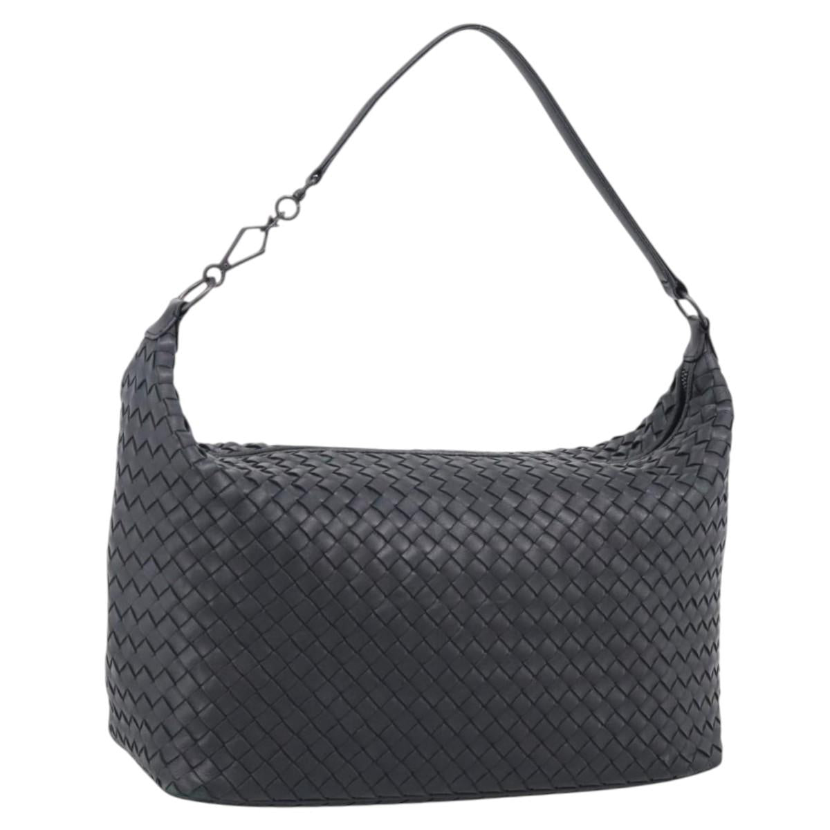 Bottega Veneta INTRECCIATO Shoulder Bag Leather Black Auth 211692A