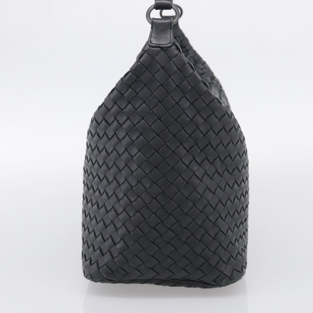 Bottega Veneta INTRECCIATO Shoulder Bag Leather Black Auth 211692A