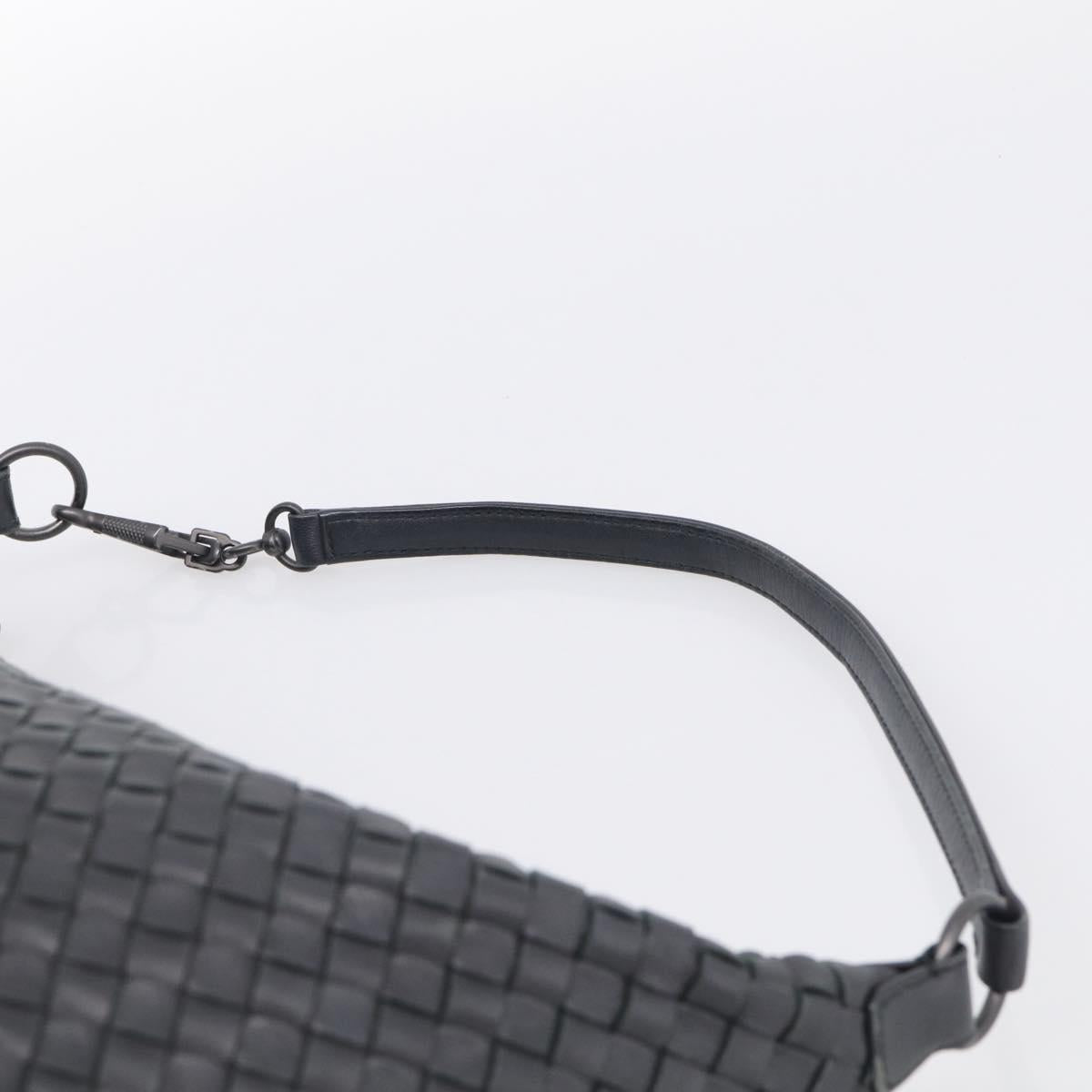 Bottega Veneta INTRECCIATO Shoulder Bag Leather Black Auth 211692A