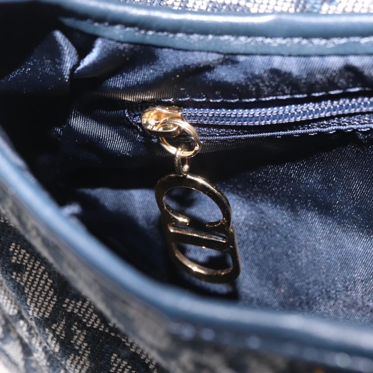 Christian Dior Trotter Canvas saddle Shoulder Bag Navy Gold Auth 211697SAV