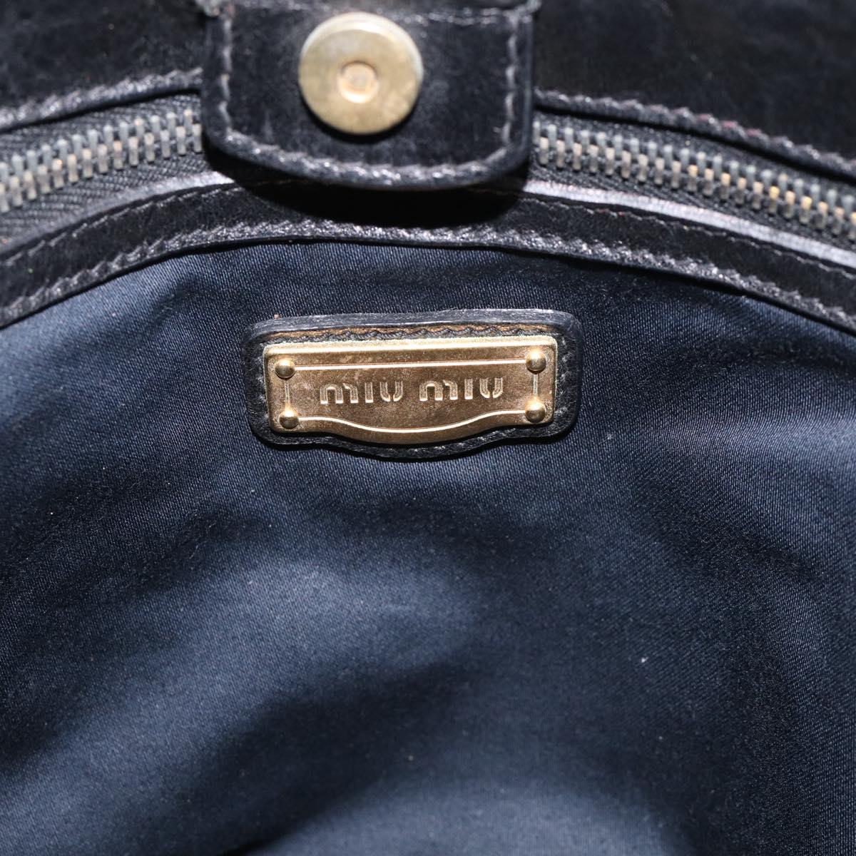 Miu Miu Hand Bag Vitellolux 2way Black Gold Auth 211712V