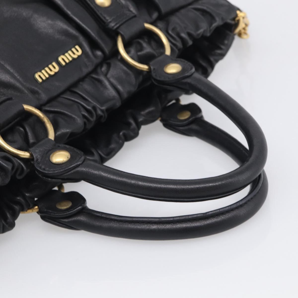 Miu Miu Hand Bag Vitellolux 2way Black Gold Auth 211712V