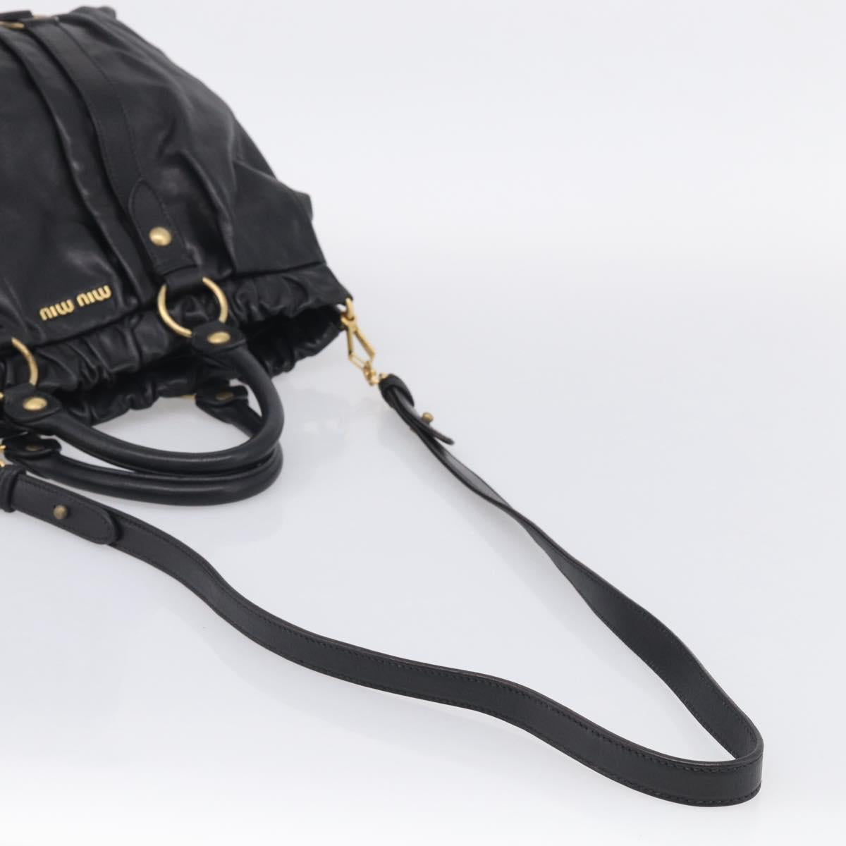 Miu Miu Hand Bag Vitellolux 2way Black Gold Auth 211712V