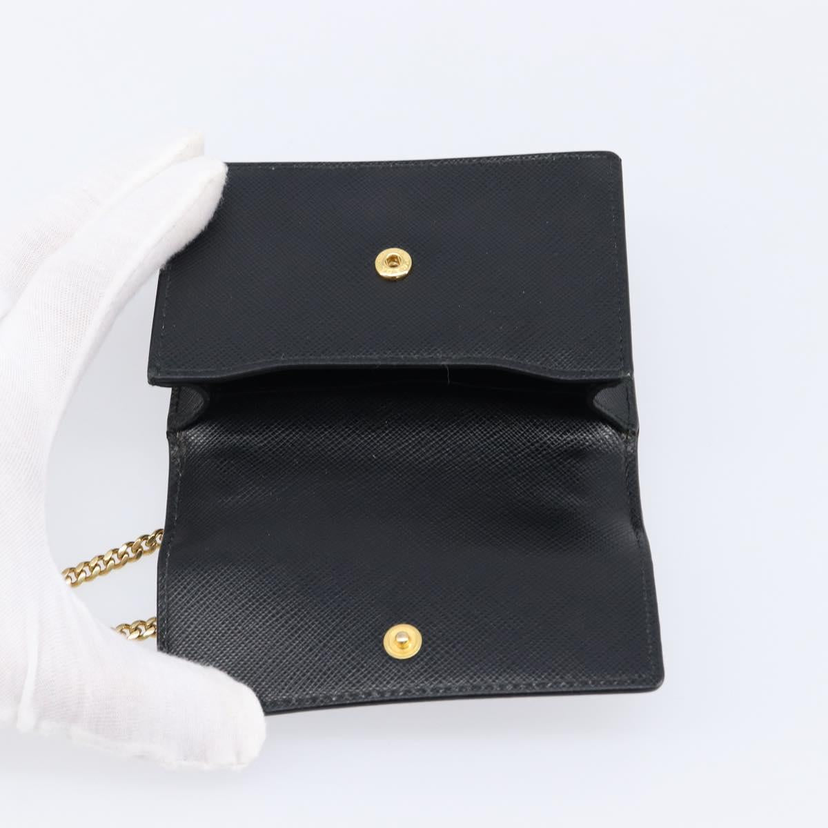 PRADA Chain Pouch Saffiano leather Black Gold Auth 211715V