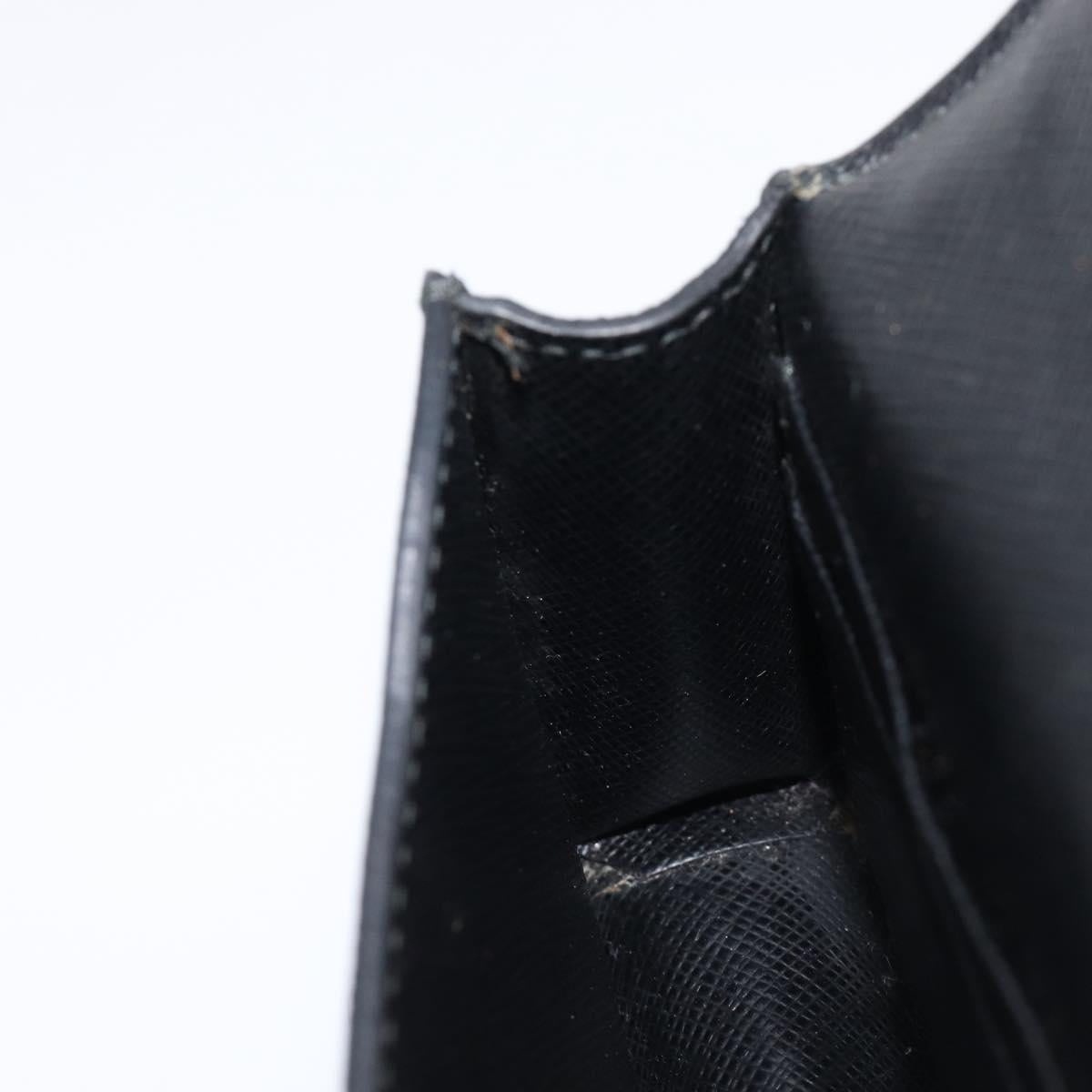 PRADA Chain Pouch Saffiano leather Black Gold Auth 211715V