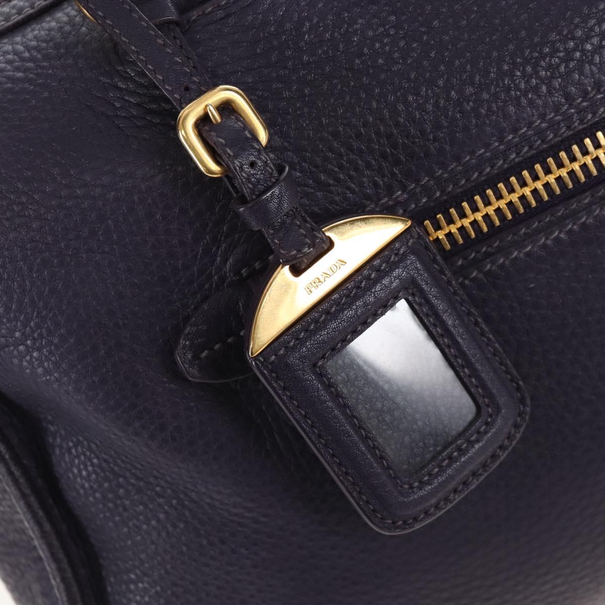 PRADA Hand Bag Vittero Dino Leather 2way Purple Gold Auth 211716V