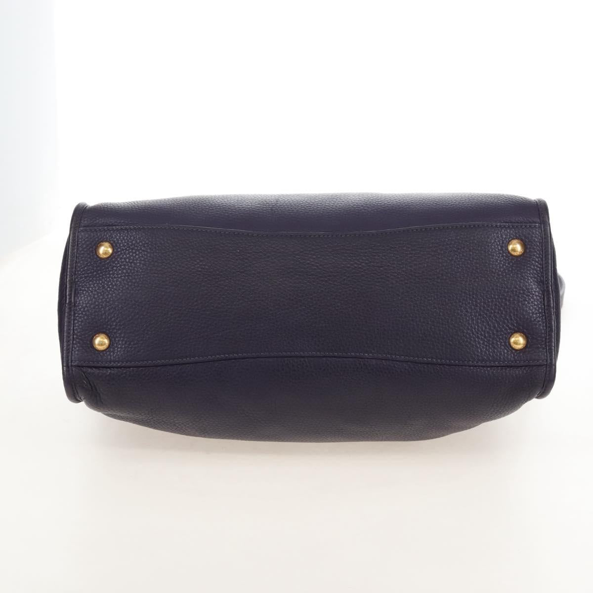 PRADA Hand Bag Vittero Dino Leather 2way Purple Gold Auth 211716V