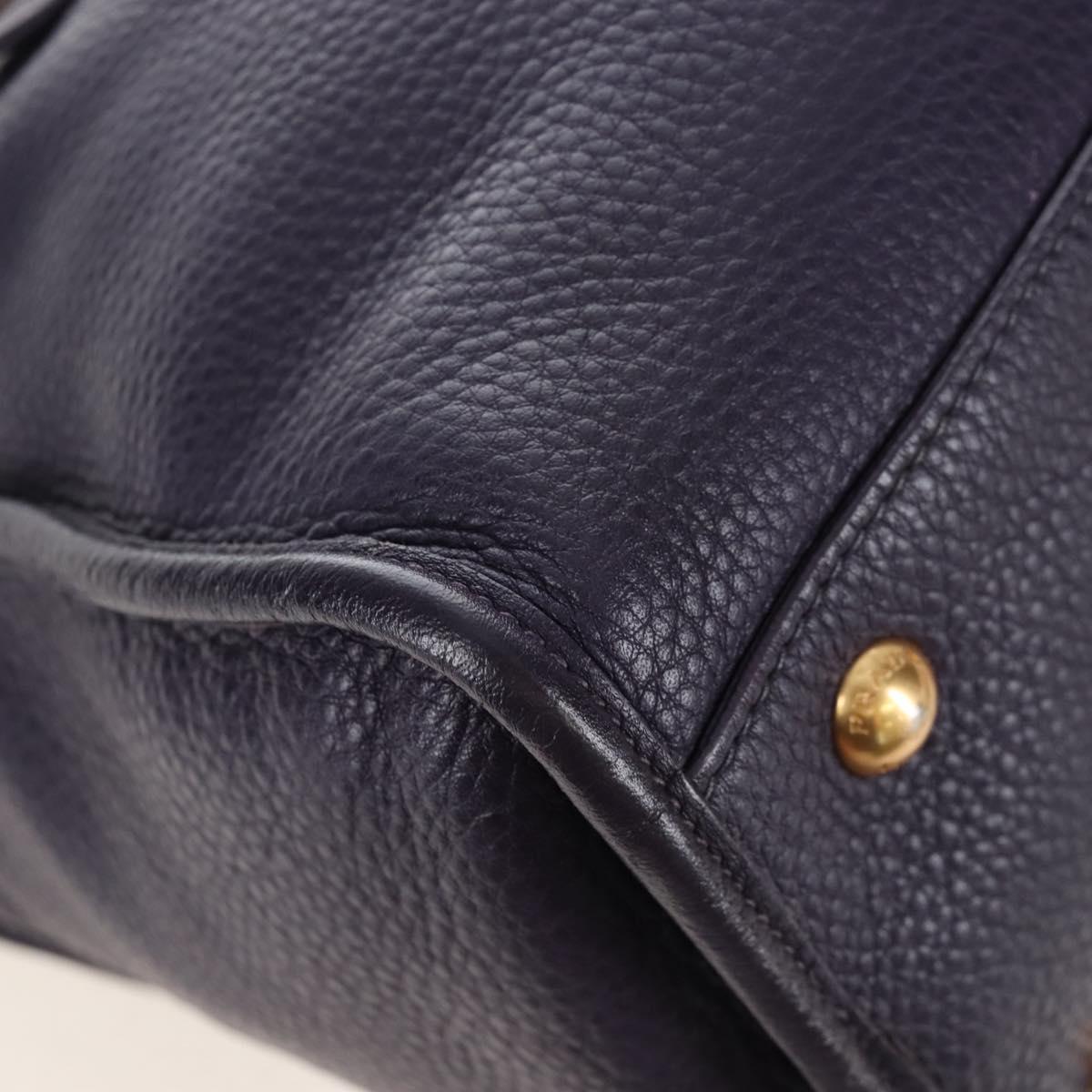 PRADA Hand Bag Vittero Dino Leather 2way Purple Gold Auth 211716V