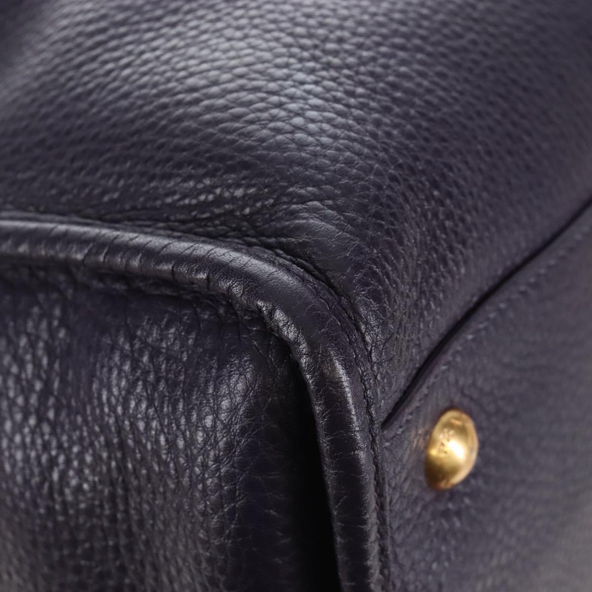PRADA Hand Bag Vittero Dino Leather 2way Purple Gold Auth 211716V