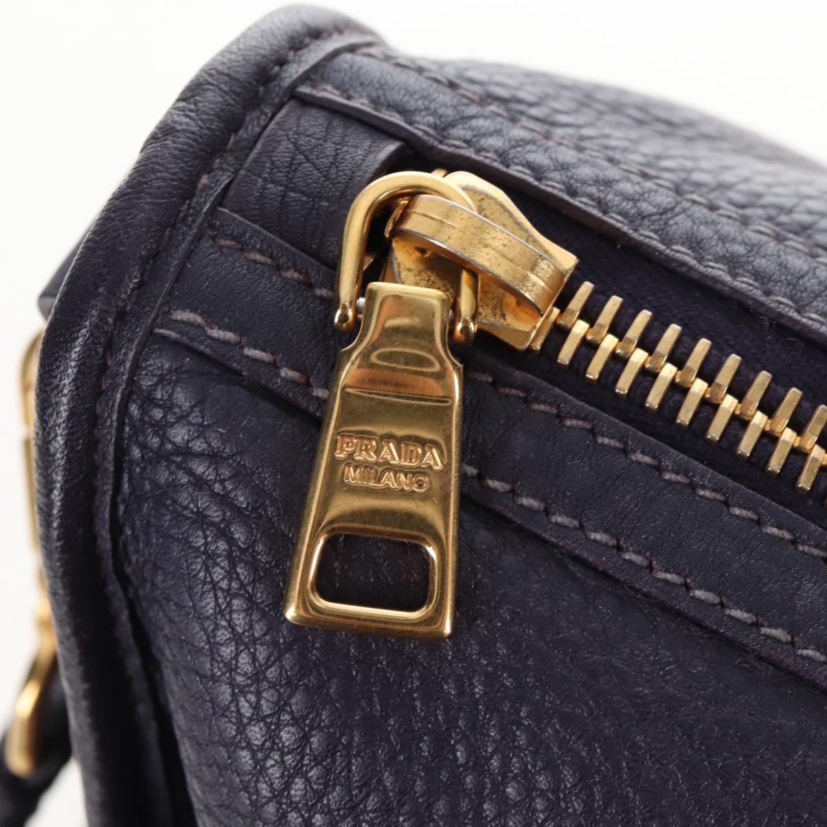 PRADA Hand Bag Vittero Dino Leather 2way Purple Gold Auth 211716V