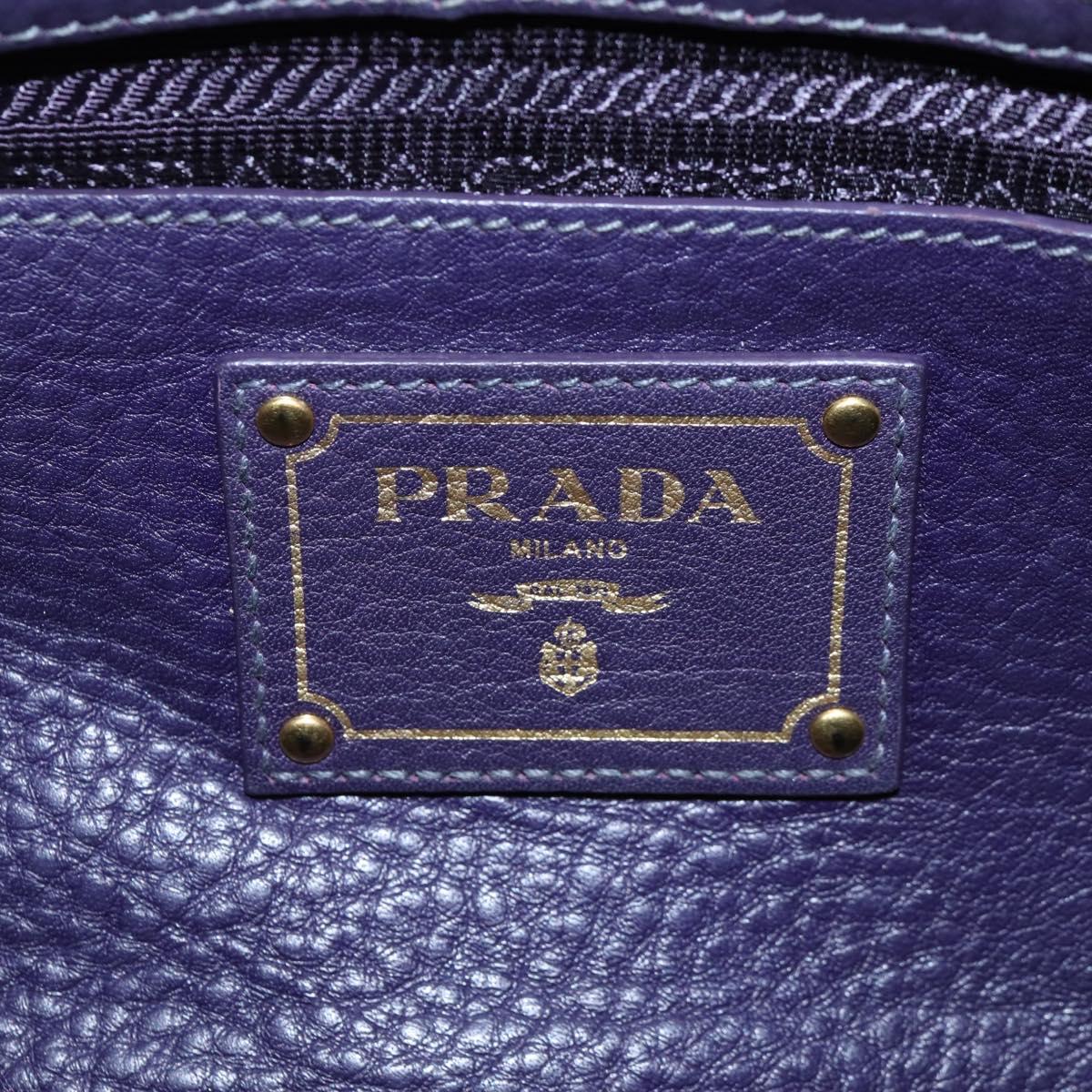 PRADA Hand Bag Vittero Dino Leather 2way Purple Gold Auth 211716V