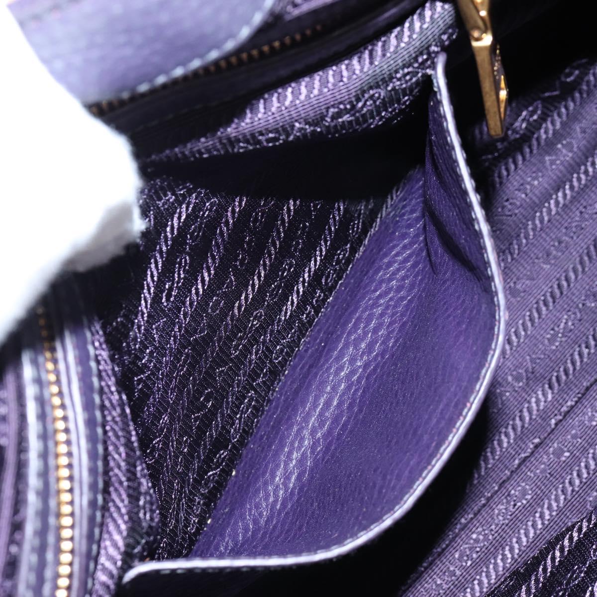 PRADA Hand Bag Vittero Dino Leather 2way Purple Gold Auth 211716V