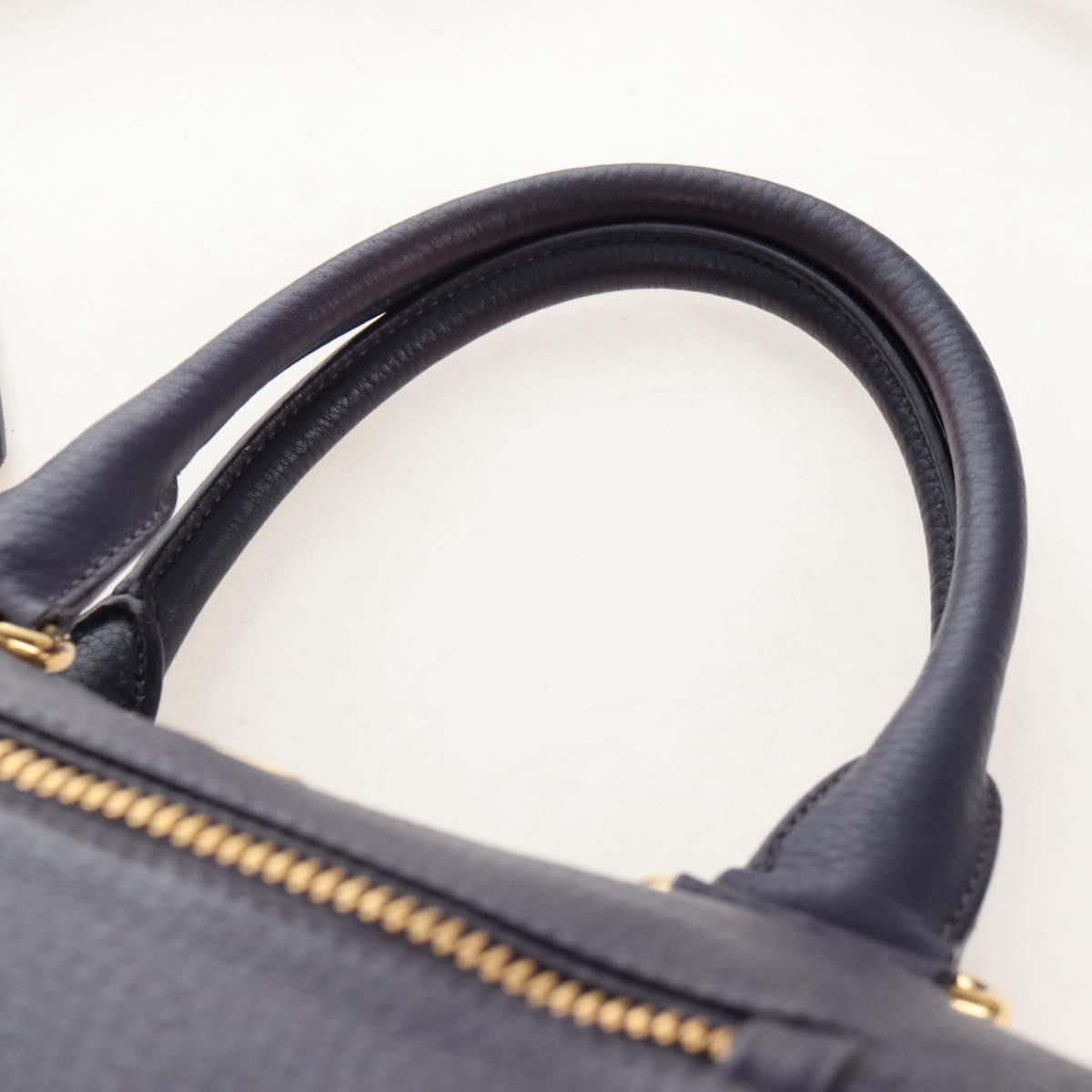 PRADA Hand Bag Vittero Dino Leather 2way Purple Gold Auth 211716V