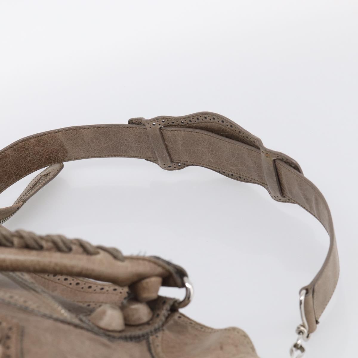Balenciaga Giant City Hand Bag Leather 2way Beige Silver 204529 Auth 211719V