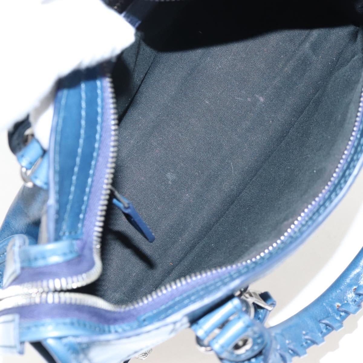 Balenciaga Giant Mini City Bag Leather 2way Navy Silver 309544 Auth 211729SAM