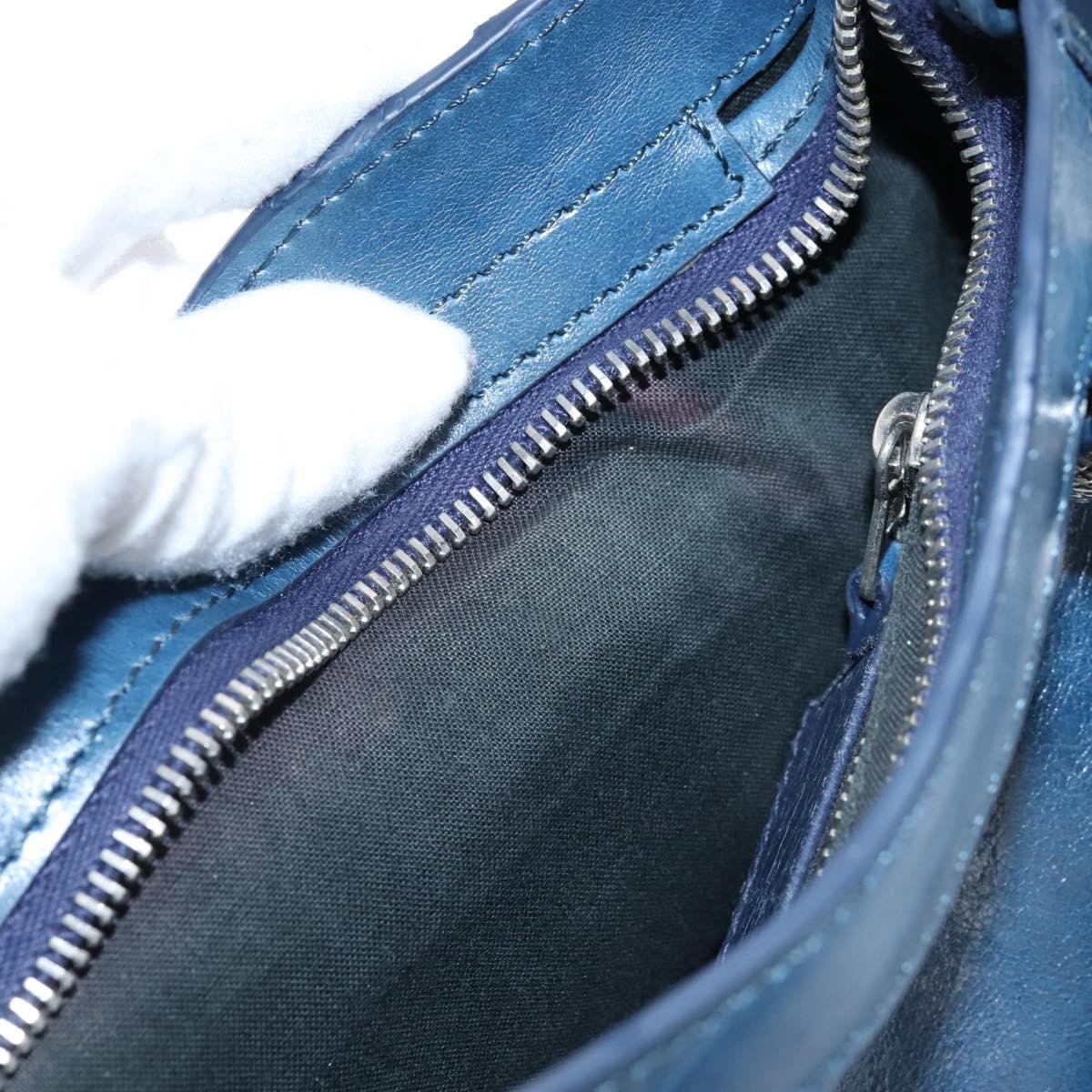 Balenciaga Giant Mini City Bag Leather 2way Navy Silver 309544 Auth 211729SAM